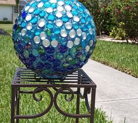 fun beautiful diy gazing ball, Another view a top it s stand