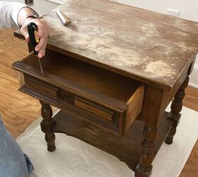 s 14 gorgeous ways to fake high end farmhouse decor, Upholstery Nailed Nightstand