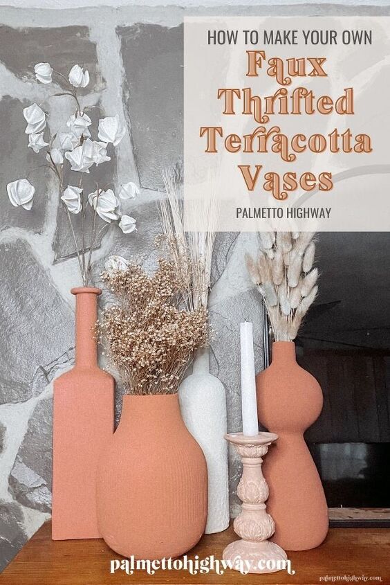 the perfect boho thrifted faux terracotta vases