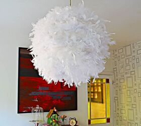 s 16 genius decor hacks that ll save you money, Put up a lovely feather lampshade
