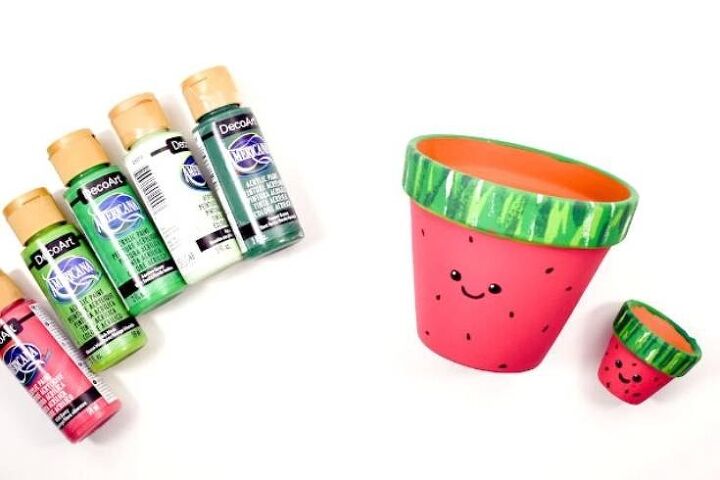 how to make painted terracotta pots watermelon painted planter ideas