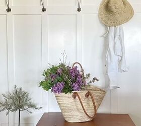 s 12 stunning new ways to show off your flowers this year, Put pretty blooms in a French market basket