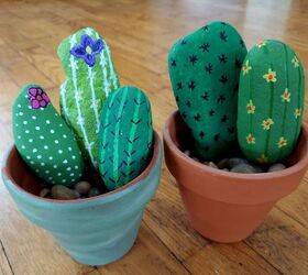 diy painted cacti rocks, I love the look of these