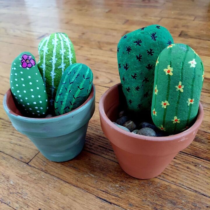 rocas pintadas para cactus diy, No necesita agua