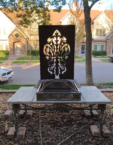 fire pit with laser cut flame screen, My finished fire pit