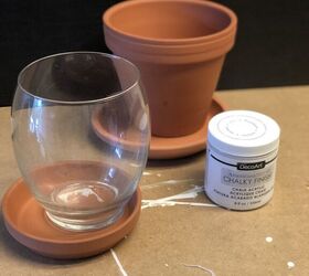 This beautiful countertop trend starts with stacking up flower pots and a glass