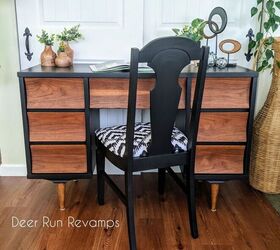 giving a curb find a new look mcm desk makeover wood and paint, After The Makeover
