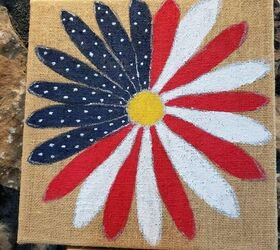patriotic flower painted on burlap