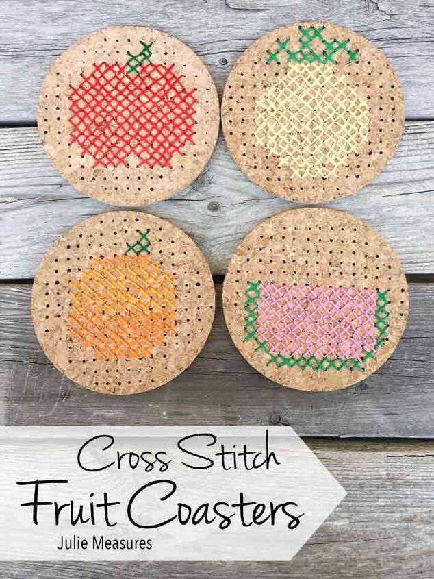 summer fruit cross stitch coasters