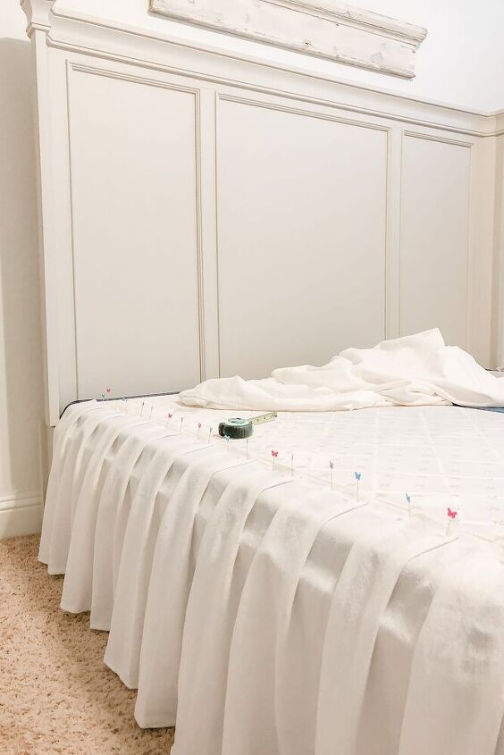 falda de cama con volantes sin coser dormitorio cottage tela de caucho blanqueada