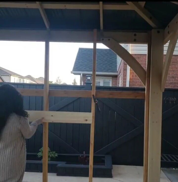 give your gazebo a custom look, Then add a 2x4 on the right