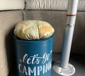 diy popcorn tin storage ottoman for camping
