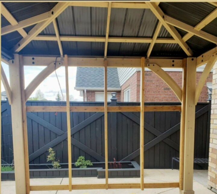 give your gazebo a custom look, All framed up and ready for the wall addition