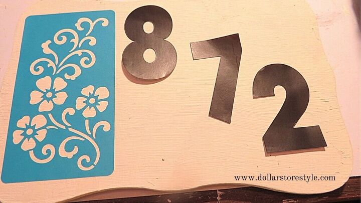 make an easy house number sign with supplies from dollar tree