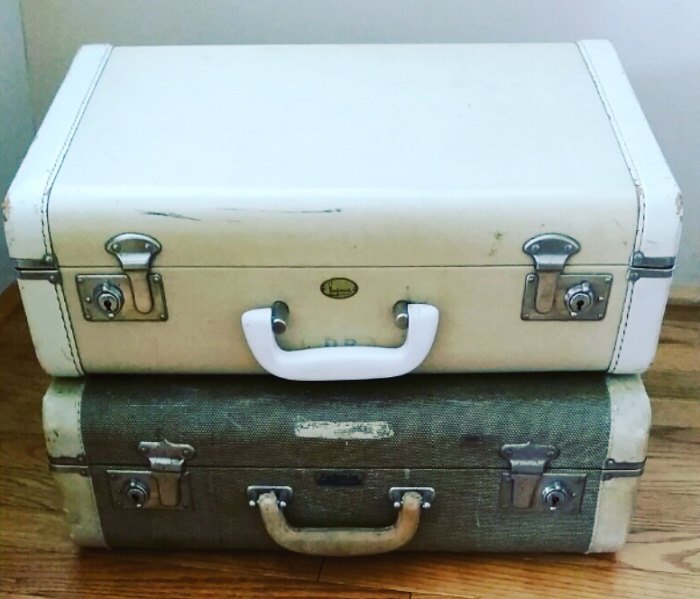 upcycled diy vintage suitcase table