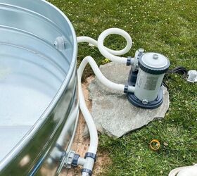 diy stock tank pool, And then the second hose attaches to the lower vacuum and then the pool pump as well