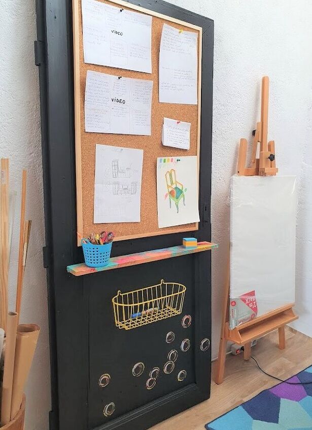 s 14 clever ways to use old doors, A creative office organizer
