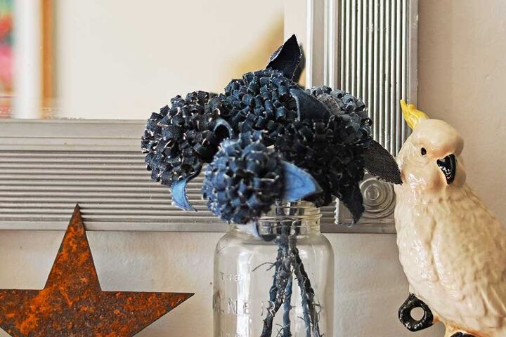 s 20 ways to use old jeans for decor, These cute pom pom flowers