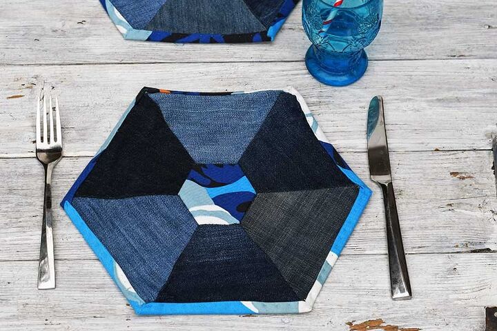 s 20 ways to use old jeans for decor, These lovely hexagonal placemats