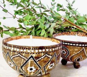 DIY Citronella Candles in Coconut Shells