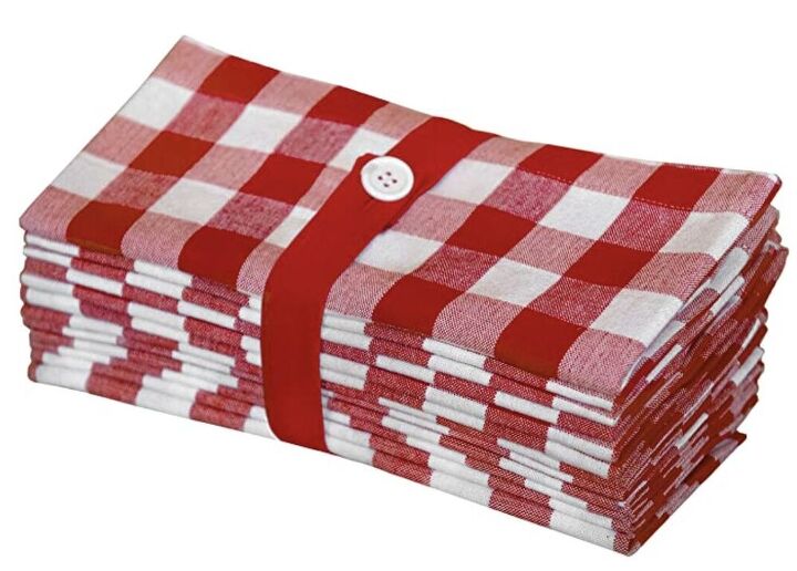 the best homemade 4th of july patriotic decorations, Red and White Check Cloth Napkins