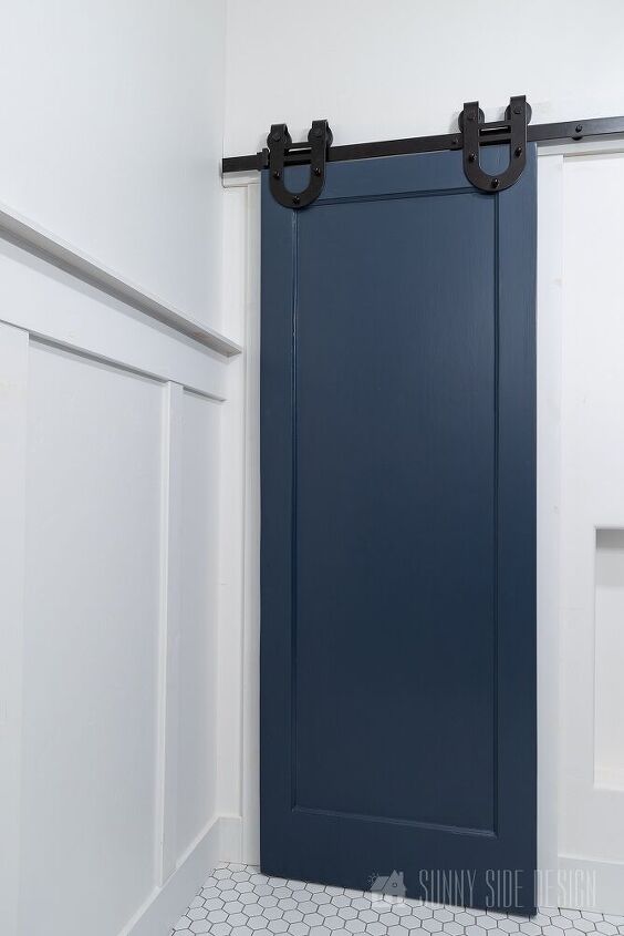 how to make an affordable barn door for the bathroom