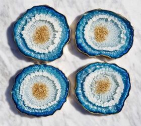 s rest your drinks on these 16 ultra cool coasters, Beautiful resin geodes