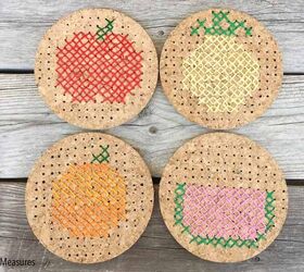 s rest your drinks on these 16 ultra cool coasters, Summer fruit cross stitch coasters