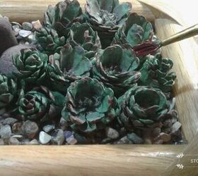 how to make a faux succulent garden with pine cones, Accenting the Faux Succulents