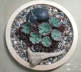 how to make a faux succulent garden with pine cones, Completed Look of Frame Four