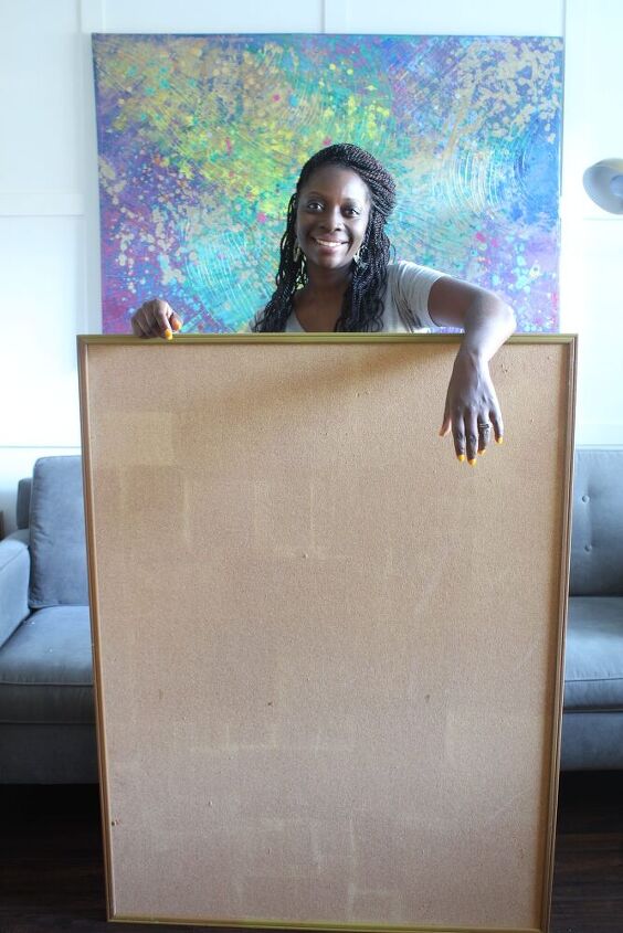 diy oversized fabric covered cork board