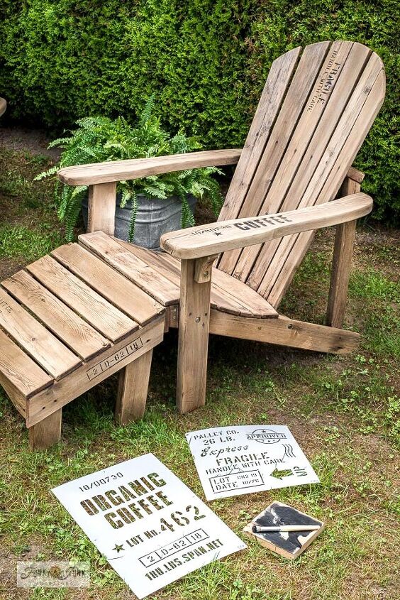 revamp adirondack chairs with a rustic pallet look, How to get a pallet look