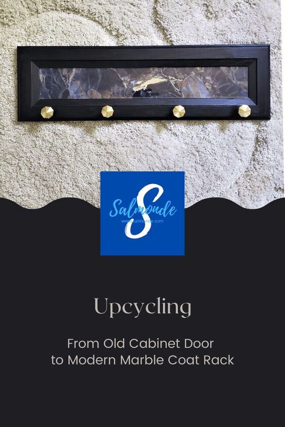 how to easily upcycle an old cabinet door into faux marble coat rack