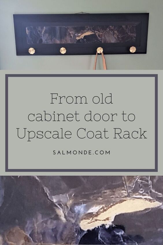 how to easily upcycle an old cabinet door into faux marble coat rack