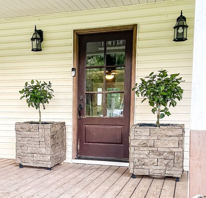 easy porch makeover using stone diy grill insert planter box tutori