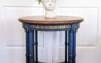 Updating A Vintage Round Accent Table Using Paint And Resin Appliques