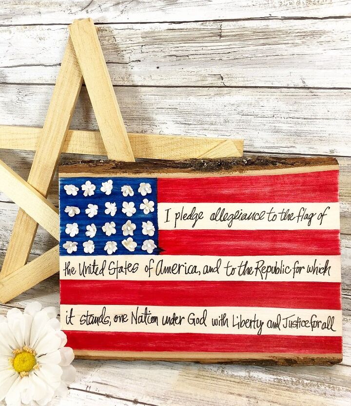 placa de la bandera americana con letras a mano