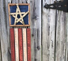 american flag door hanger created from vintage rulers
