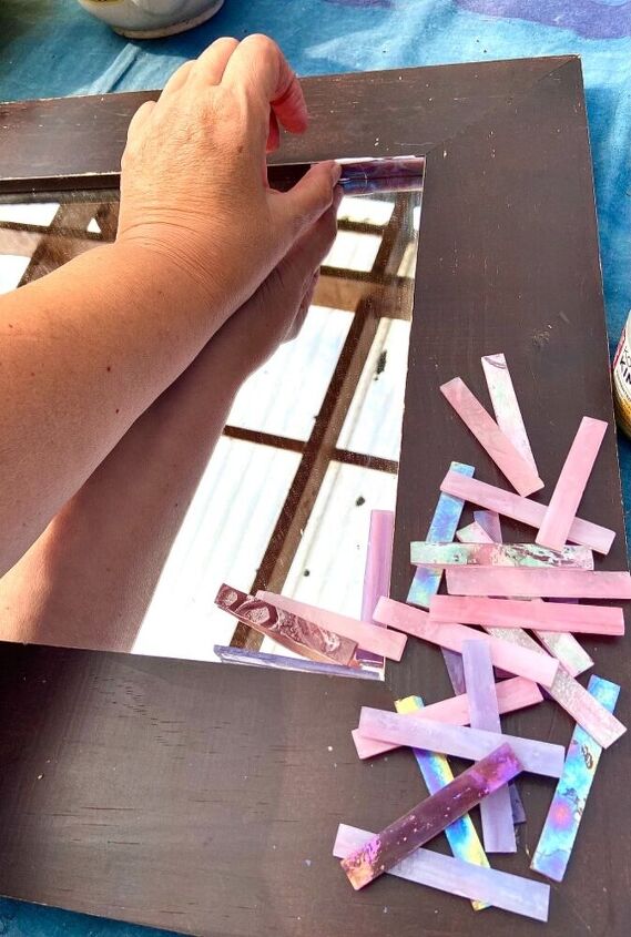 how to transform old mirror frame into magic must have, Stain glass sticking