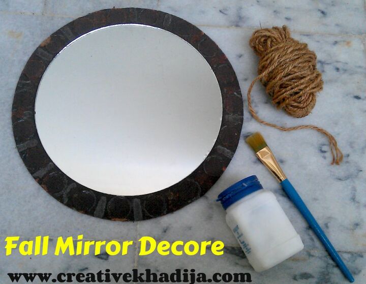 espejo decorado con cordel inspirado en el otoo