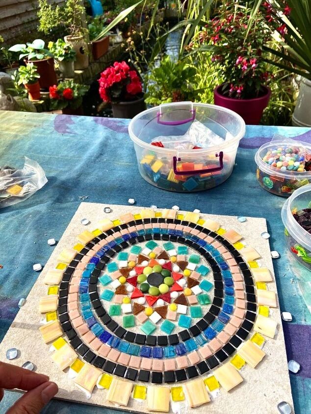 how to create a mosaic mandala for your garden, Building up design