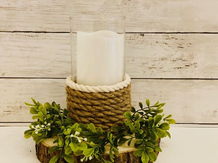 sisal wrapped candle holder