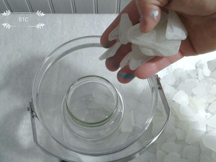 iluminao de vero vidro do mar em um cubo de gelo, Adicionar vidro marinho