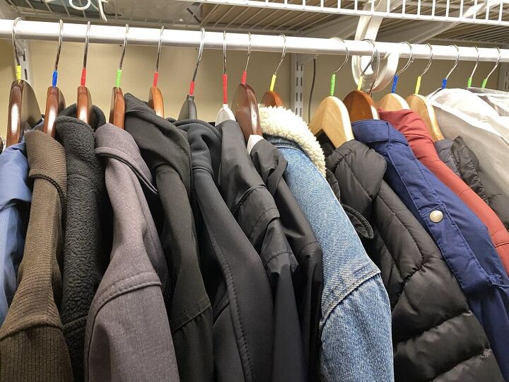 how to easily organize family coats in a coat closet