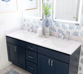 raise your home s value with these 10 diy ideas, Navy Blue Bathroom Vanity Makeover