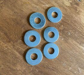 She spray paints 6 washers to make her coffee table look super chic this weekend