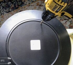 Drill 2 holes into a dollar store plate to send a sweet message to guests