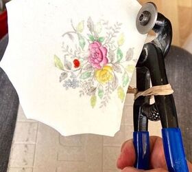 how to create a pretty mosaic using broken mirror and old crockery, Cutting china plate