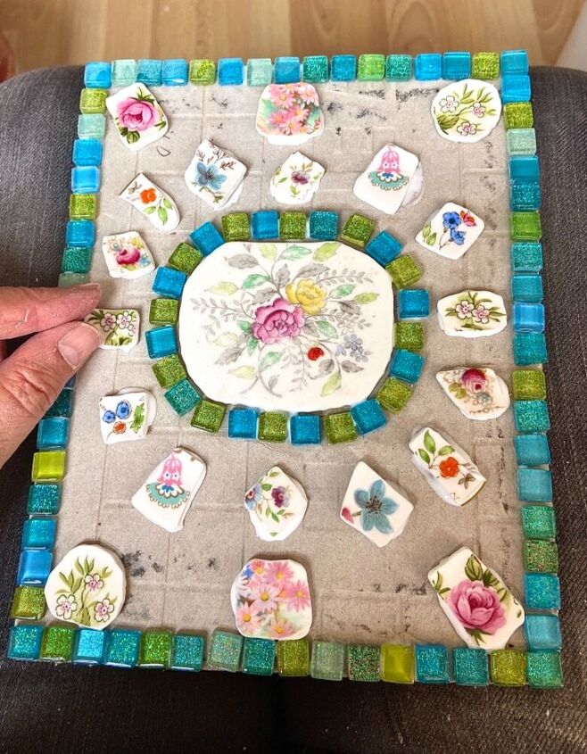 how to create a pretty mosaic using broken mirror and old crockery, Design options