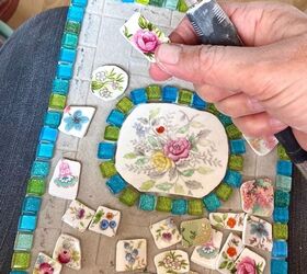 how to create a pretty mosaic using broken mirror and old crockery, Deciding placement